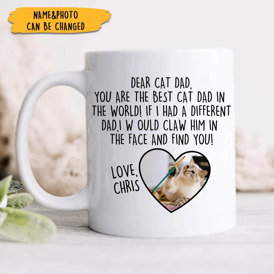 Dear Cat Dad - Personalized Cute Cats Custom Name & Photo Mug