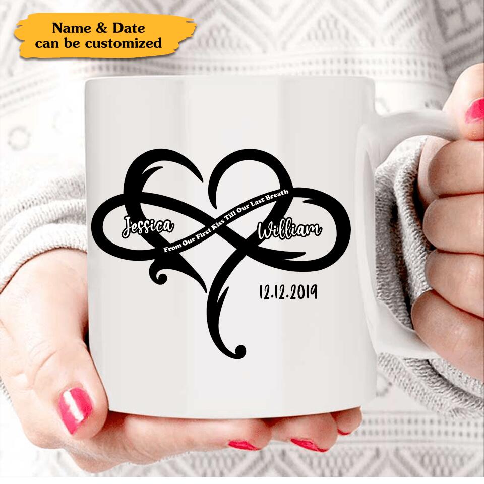 Personalized Infinity Heart Couple Gift Custom Name&Date Mug