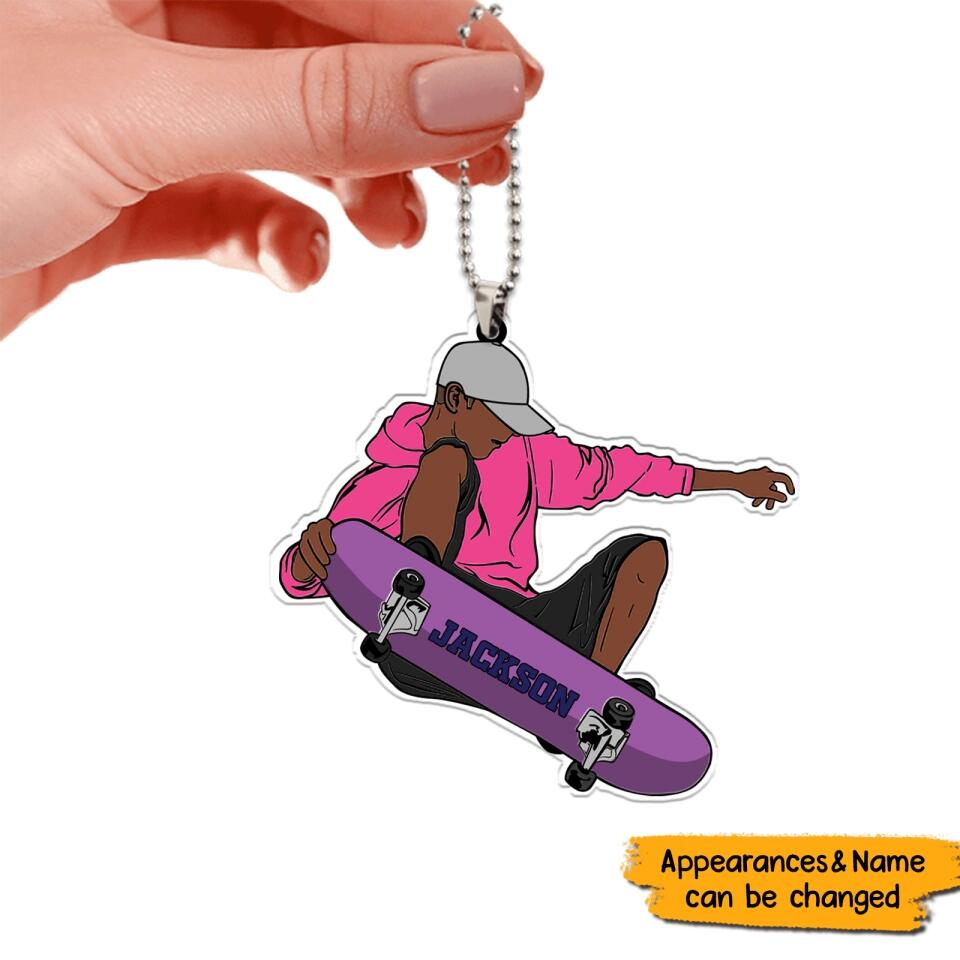 Personalized Skateboard Player Fly Ornament