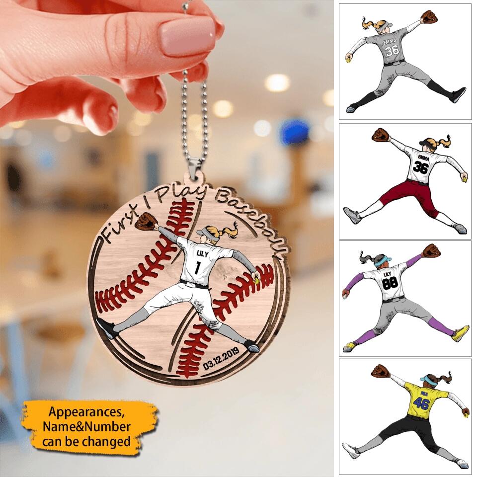 First  I Play Baseball - Personalized The Ball Shaped Ornament