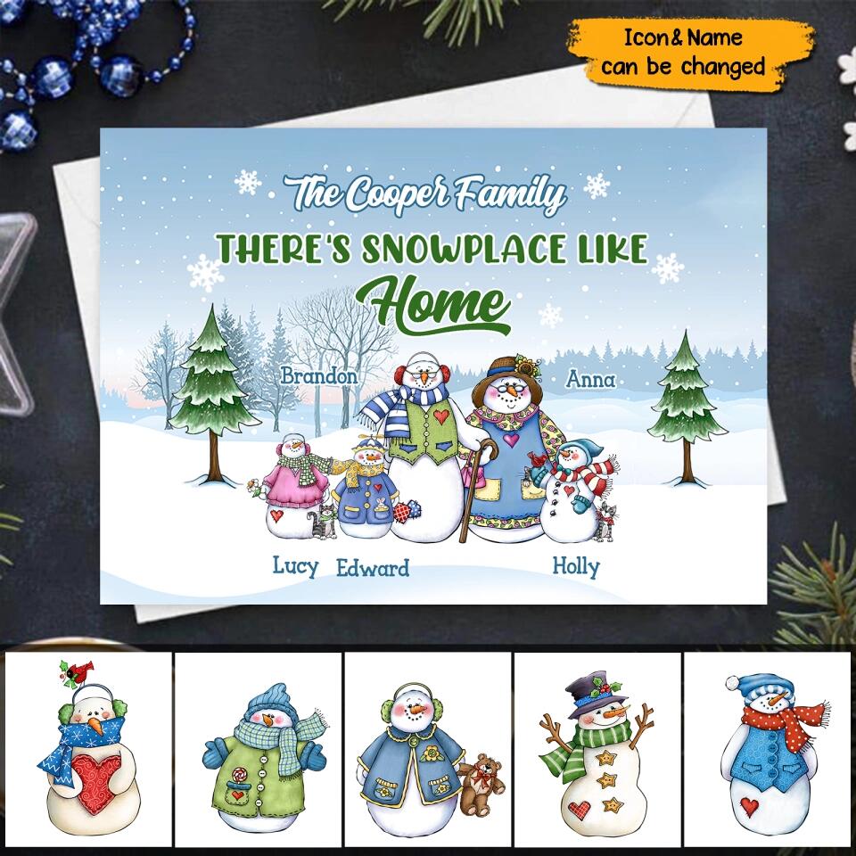There's Snow Place Like Home-Personalized Snowman Family Christmas Postcard - Gift for Family