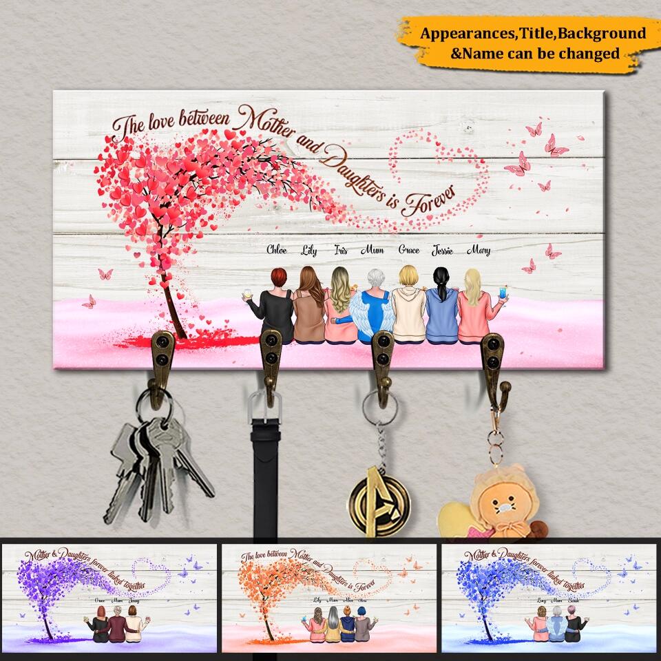 Personalized Mother&Daughter Memorial Wooden Key Hanger - Gift For Family
