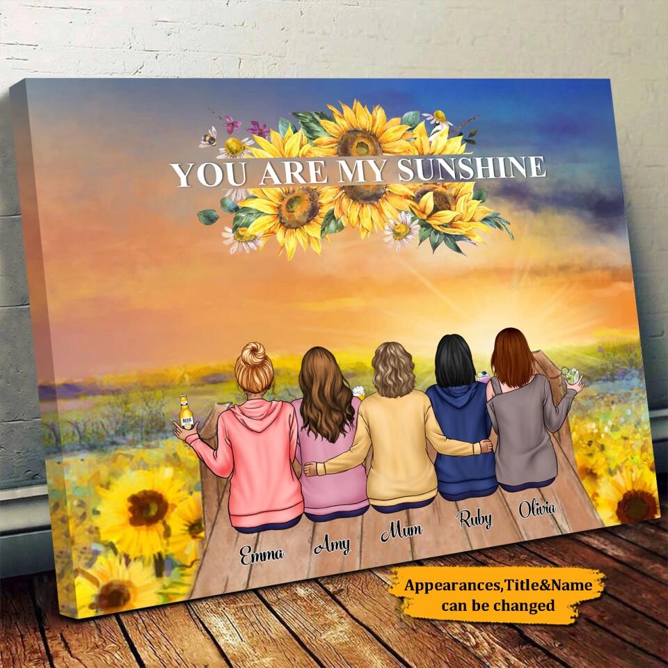 Mother & Daughters Forever Linked Together - Personalized Wrapped Canvas