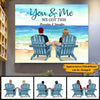 You&amp;Me,We Got This - Personalized Back View Couple Sitting Beach Landscape Canvas,Gift For Couple