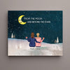 Mother &amp; Daughters Personalized Canvas - I Love You From The Moon and Beyond The Stars - Custom Wrapped Canvas