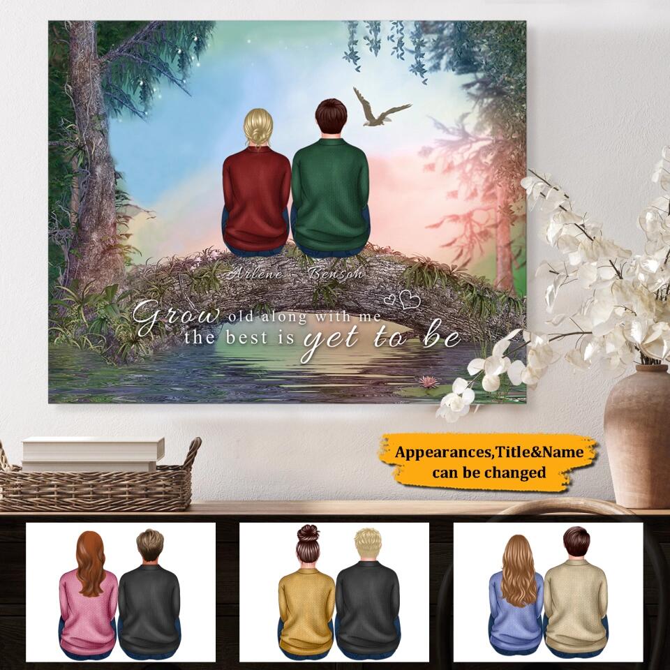 Grow Old Along with Me - Personalized Back View Couple Canvas, Valentine's Day Gift For Lover