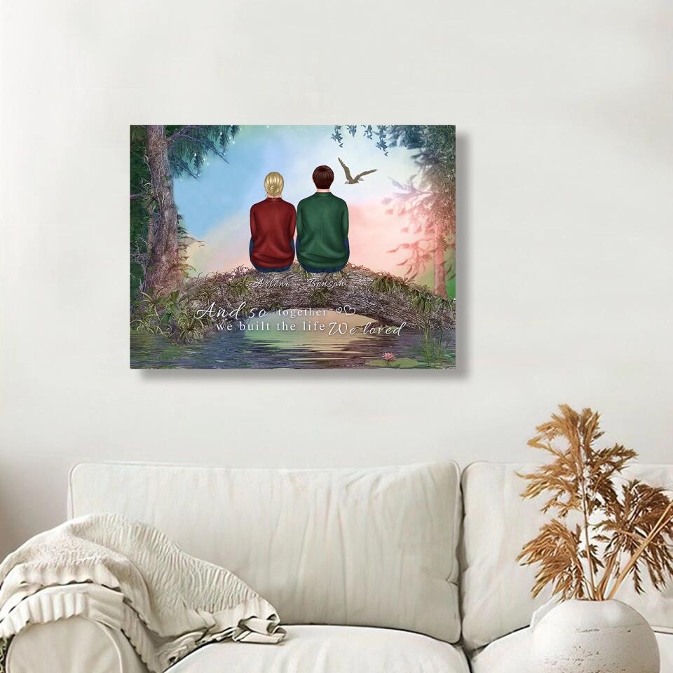 Grow Old Along with Me - Personalized Back View Couple Canvas, Valentine's Day Gift For Lover