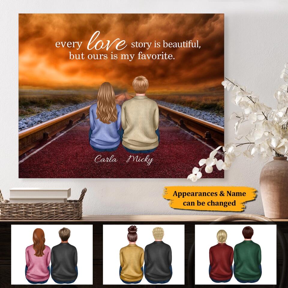 Every Love Story Is Beautiful, But Ours Is My Favorite - Personalized Back View Couple Canvas