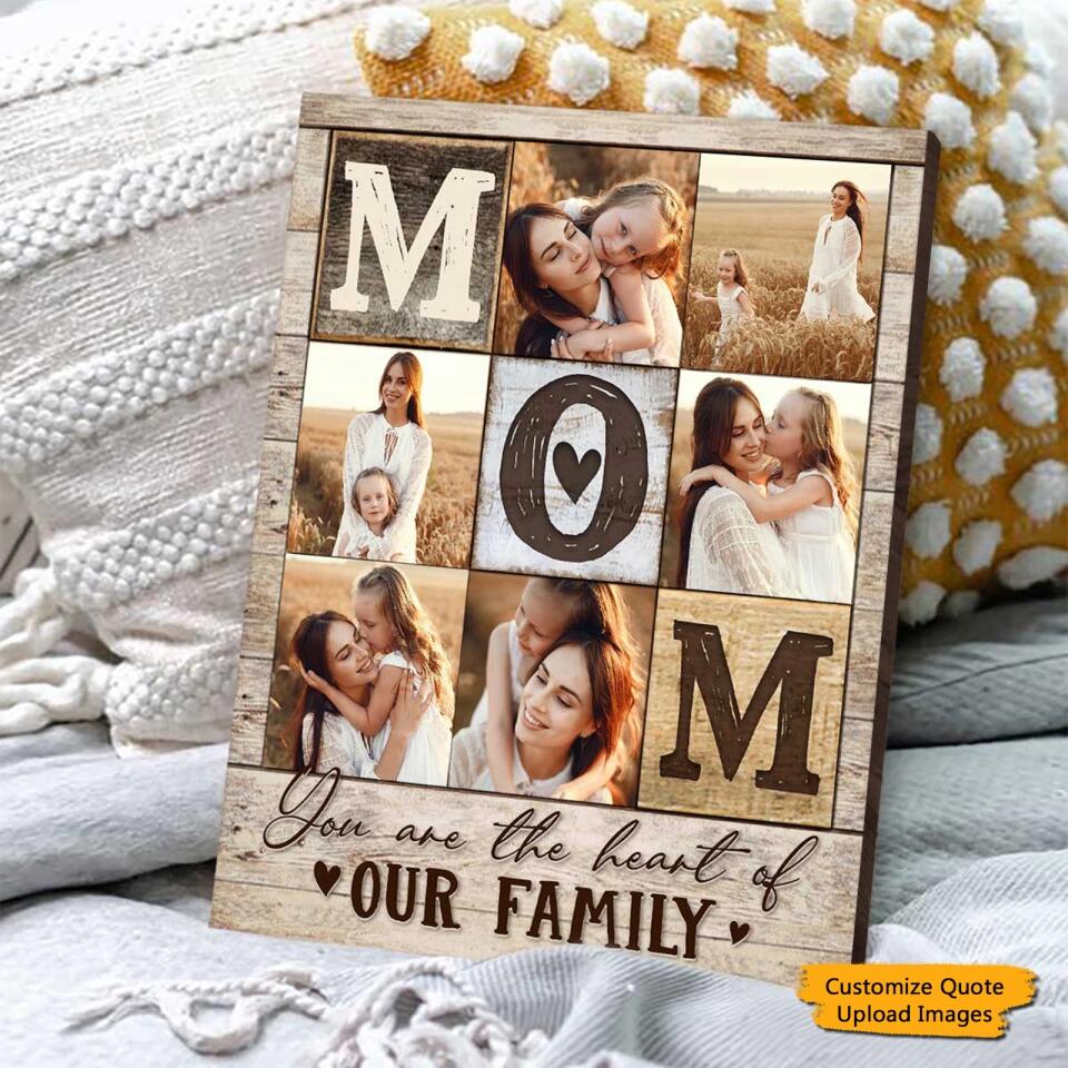 Home is where my Mom is - Personalized Mom Photo Collage Wooden Frame, Gift For Mom