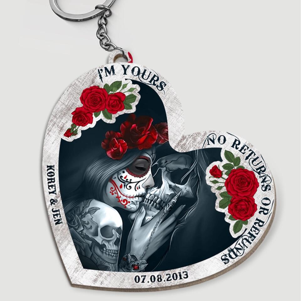 I'm Yours, No Returns Or Refunds  - Custom Personalized Couple Keychain, Gift For Him/Her