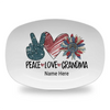 Peace Love Grandma, Personalized American Grandma Platters with Grandkids Name, Gift for Grandma Mom, Mother&#39;s Day Gift