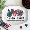 Peace Love Grandma, Personalized American Grandma Platters with Grandkids Name, Gift for Grandma Mom, Mother&#39;s Day Gift