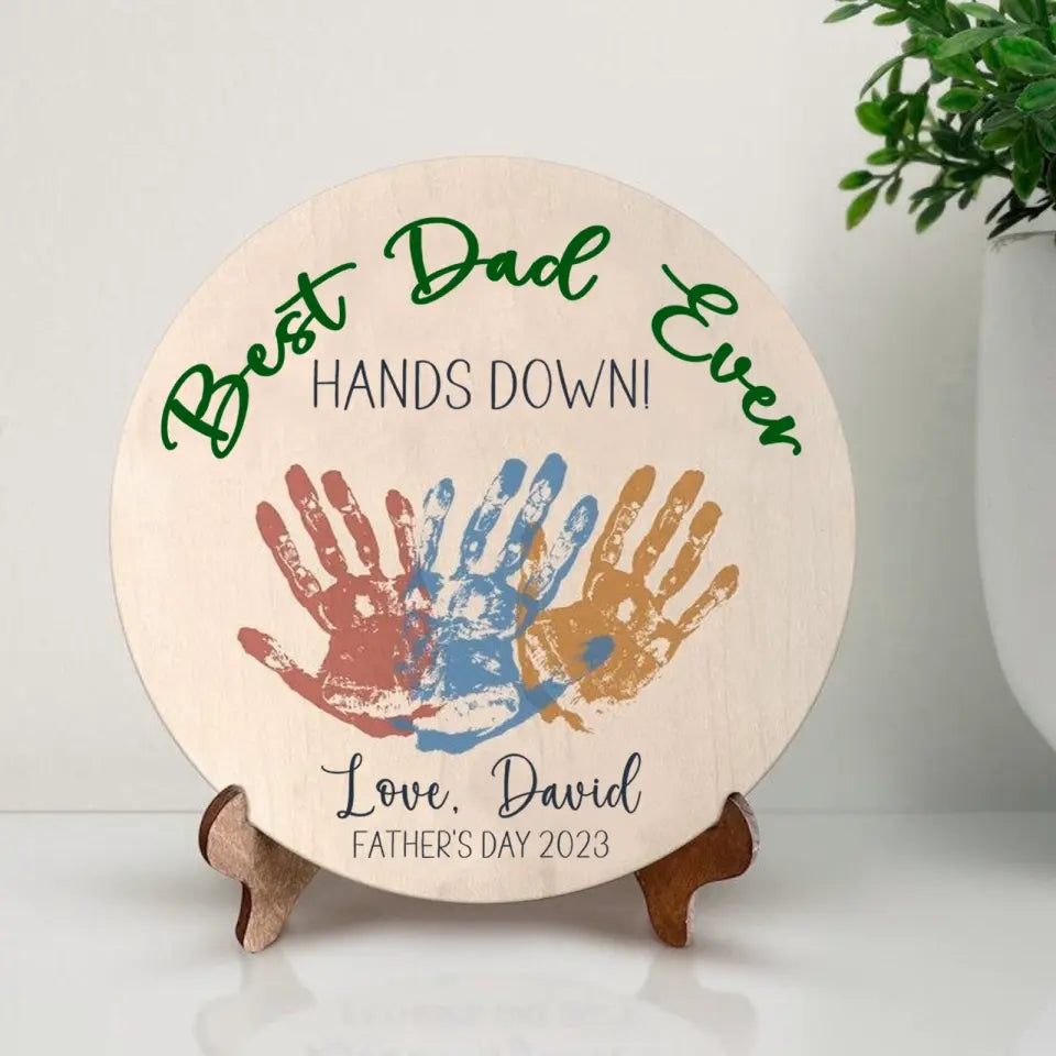 12INCHES Personalized Handprint Art For Father's Day, DIY Handprint Sign, Custom Best Daddy Ever Handprint Sign, Gift For Dad