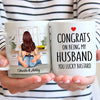 Congrats On Being My Husband Man Embracing Woman Back View Personalized Mug