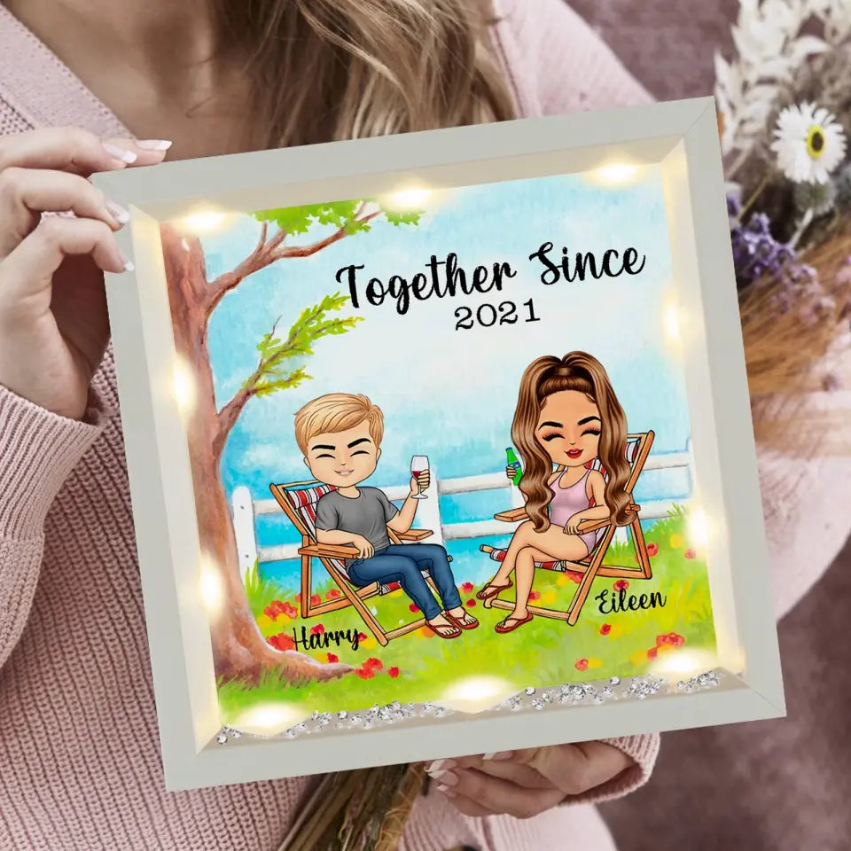Together Since - Couple Personalized  LIght-Up Frame, Gift For Husband Wife, Anniversary