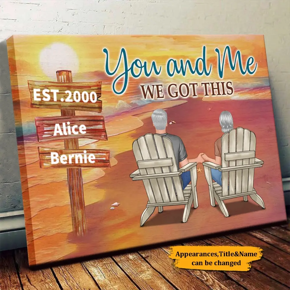 You and Me, We Got This - Personalized Wrapped Canvas - Old Couple, Young Couple