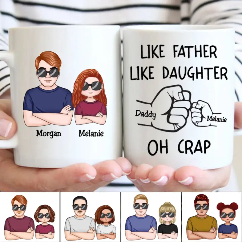 Father's Day - Like Father Like Daughter Fist Bump Handshake - Personalized Mug