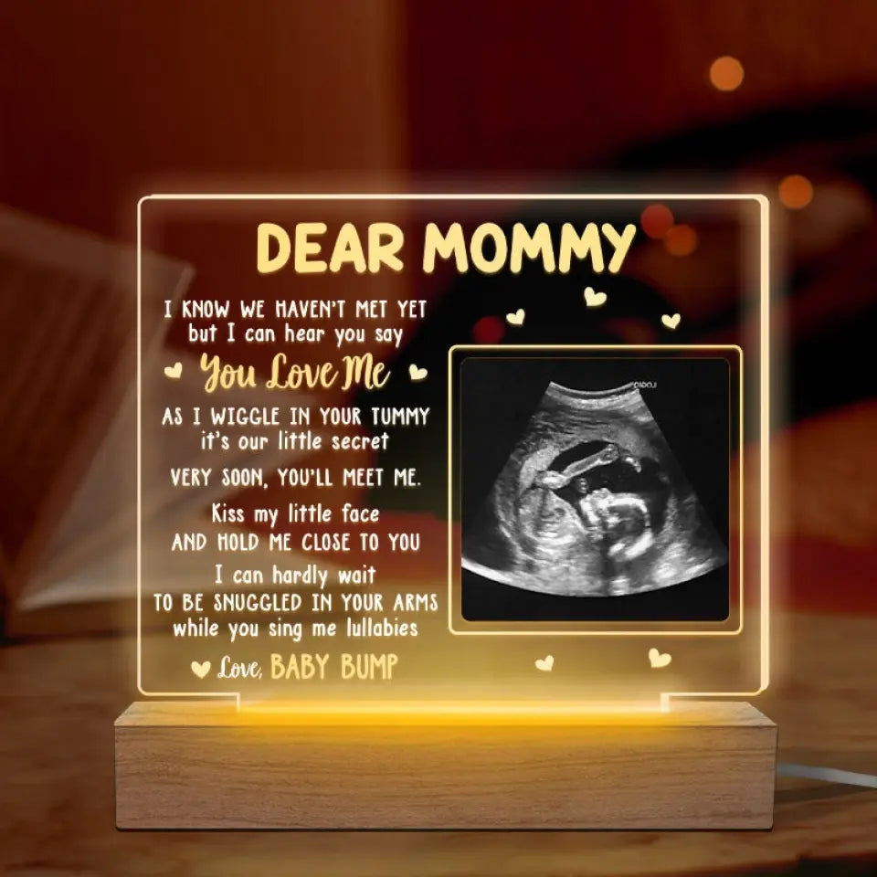 Custom Photo Very Soon, You'll Meet Me - Family Personalized Custom Rectangle Shaped 3D LED Light - Mother's Day, Baby Shower Gift, Gift For First Mom