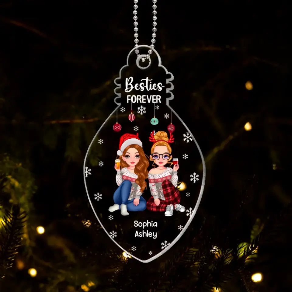 Doll Girls Christmas Gift For Besties Sisters Siblings Bulb Shaped Personalized Acrylic Ornament