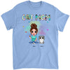 Watercolor Cute Cats Teal And Leopard Cat Mom Personalized Shirt