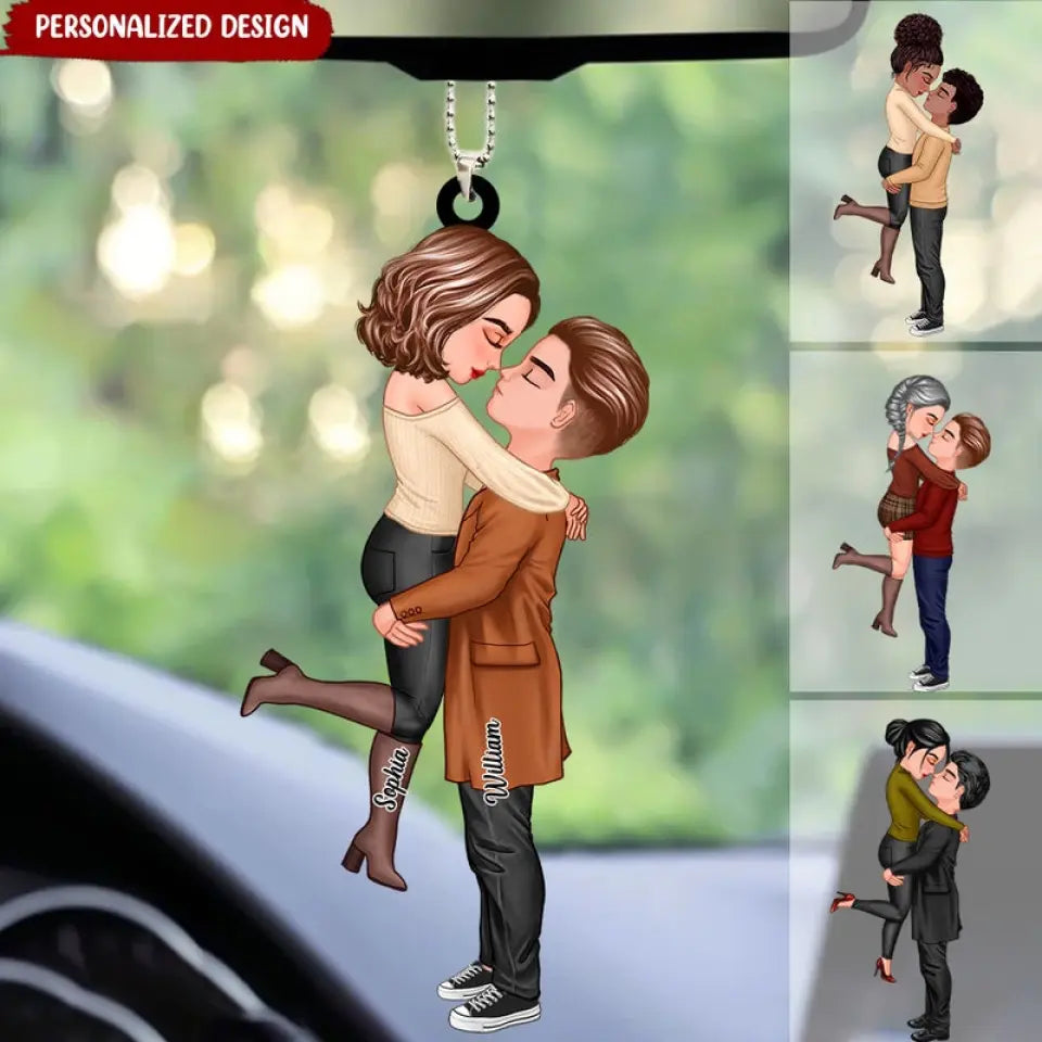 Personalized Ornament Hug Couple Fall Autumn, Car Ornament For Lover