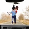 Happily Ever After - Embracing Doll Couple Personalized Acrylic Car Ornament - Gift for Your Lover