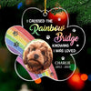 Custom Photo My Heart Is At The Rainbow Bridge - Memorial Personalized Custom Ornament - Acrylic Paw Shaped - Christmas Gift, Sympathy Gift For Pet Owners, Pet Lovers