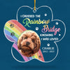 Custom Photo My Heart Is At The Rainbow Bridge - Memorial Personalized Custom Ornament - Acrylic Paw Shaped - Christmas Gift, Sympathy Gift For Pet Owners, Pet Lovers